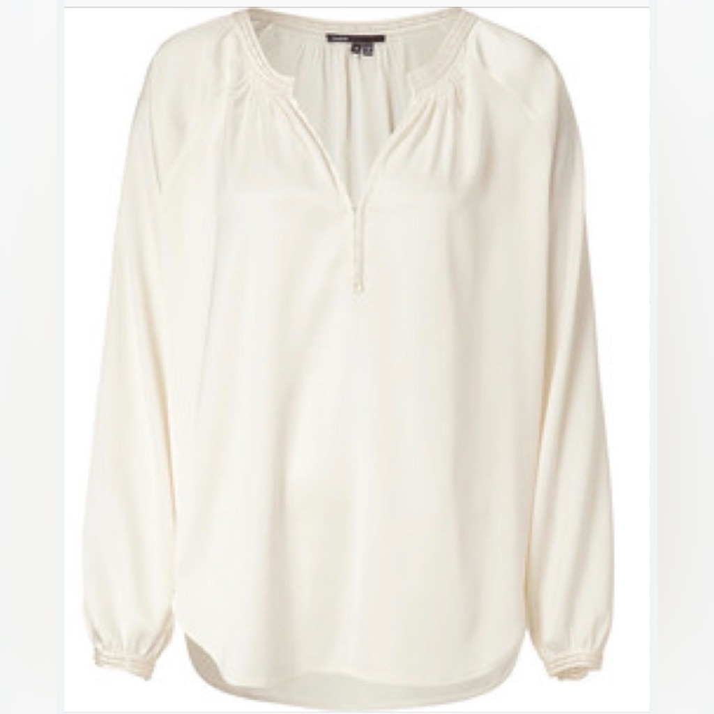 Vince Ivory Silk Boho Style Tunic Top Blouse For Women Nwot Size:Small